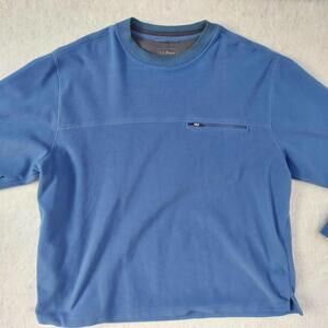 L.L.Bean Men Blue 100% Polyester LongSleeve Crewneck Pullover Sweatshirt Size Xl